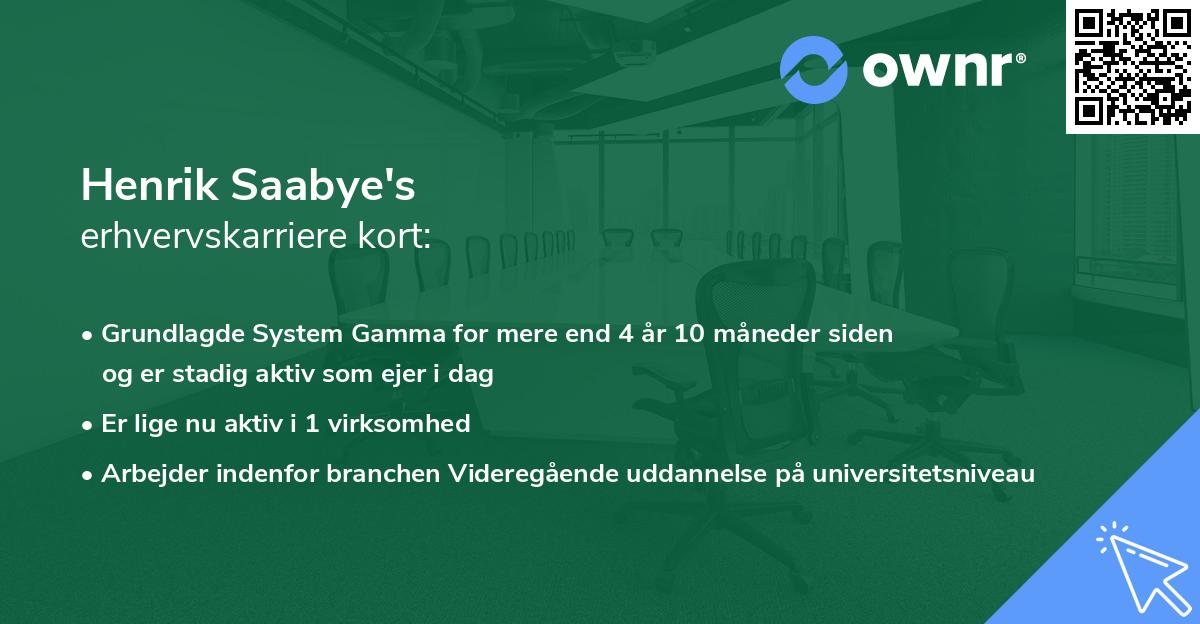 Henrik Saabye's erhvervskarriere kort