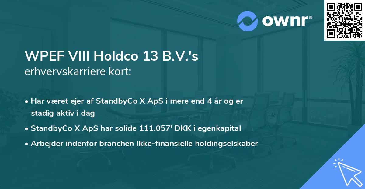 WPEF VIII Holdco 13 B.V.'s erhvervskarriere kort