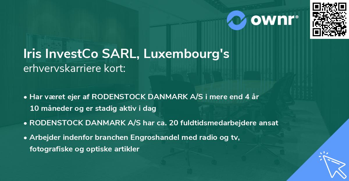 Iris InvestCo SARL, Luxembourg's erhvervskarriere kort