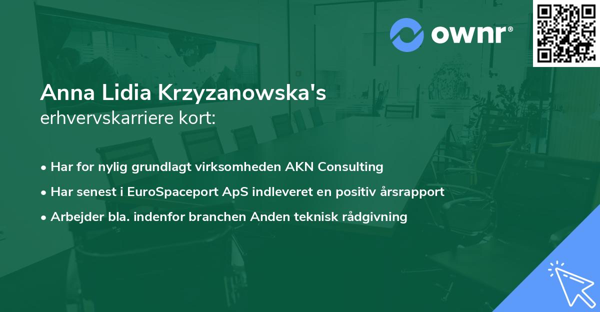 Anna Lidia Krzyzanowska's erhvervskarriere kort