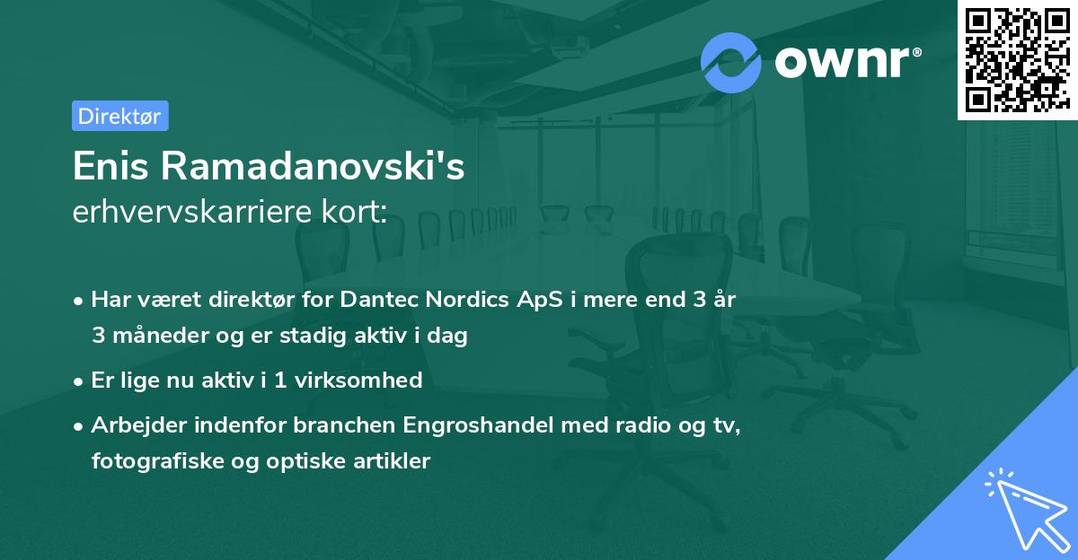 Enis Ramadanovski's erhvervskarriere kort