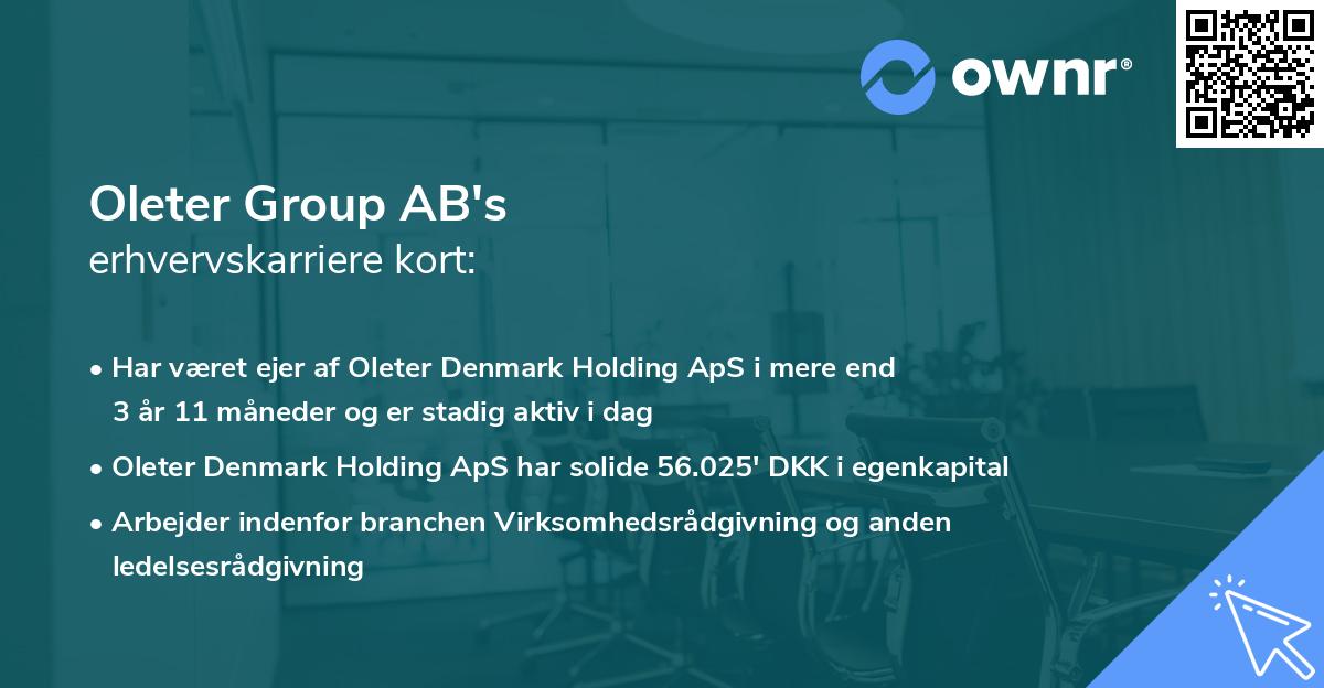 Oleter Group AB's erhvervskarriere kort