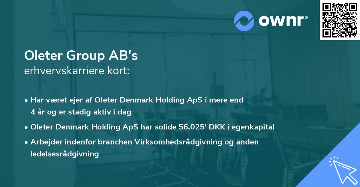 Oleter Group AB's erhvervskarriere kort