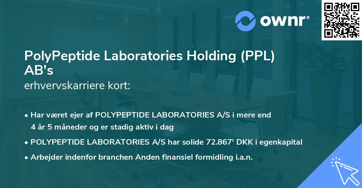 PolyPeptide Laboratories Holding (PPL) AB's erhvervskarriere kort