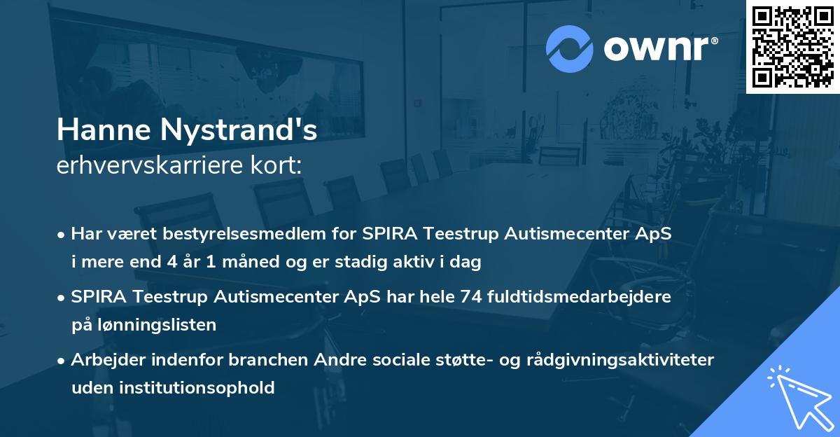 Hanne Nystrand's erhvervskarriere kort