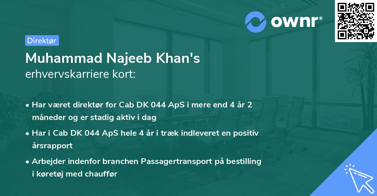 Muhammad Najeeb Khan's erhvervskarriere kort