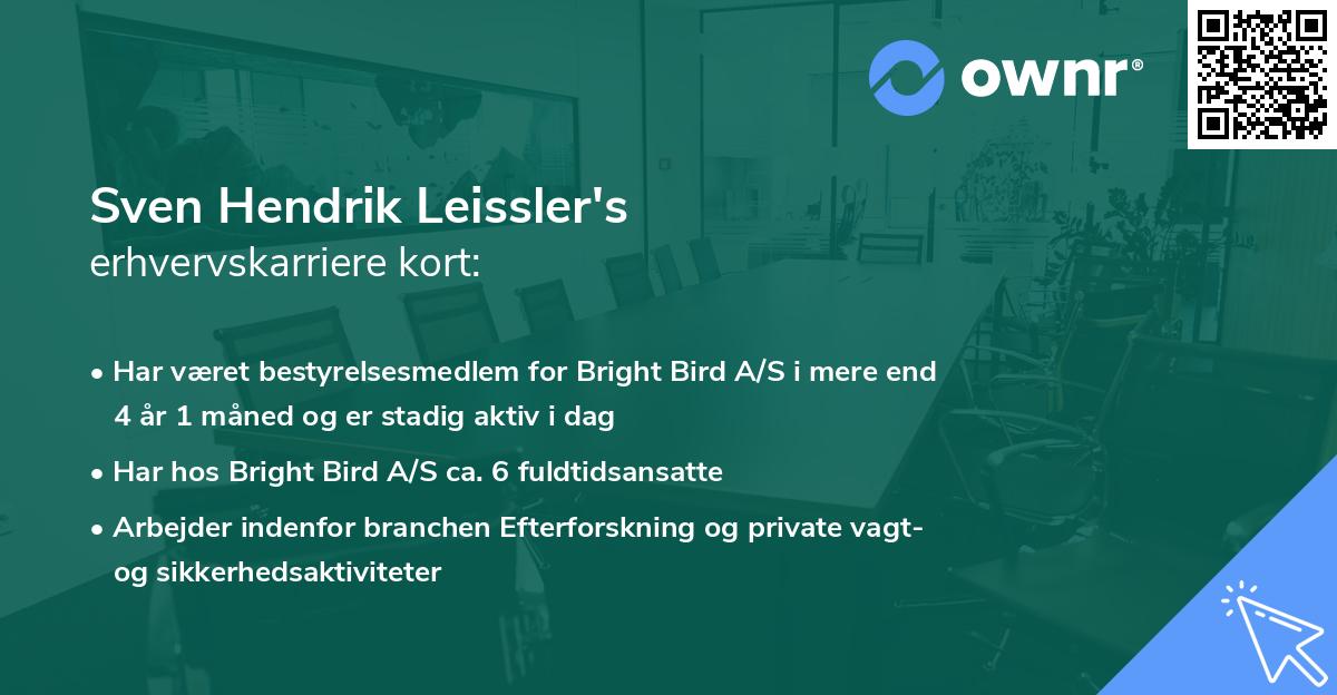 Sven Hendrik Leissler's erhvervskarriere kort