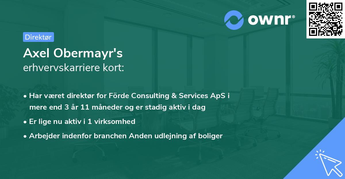 Axel Obermayr's erhvervskarriere kort