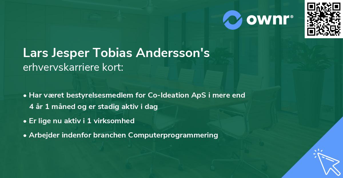 Lars Jesper Tobias Andersson's erhvervskarriere kort