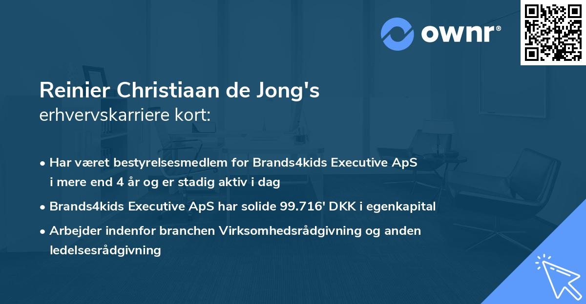 Reinier Christiaan de Jong's erhvervskarriere kort