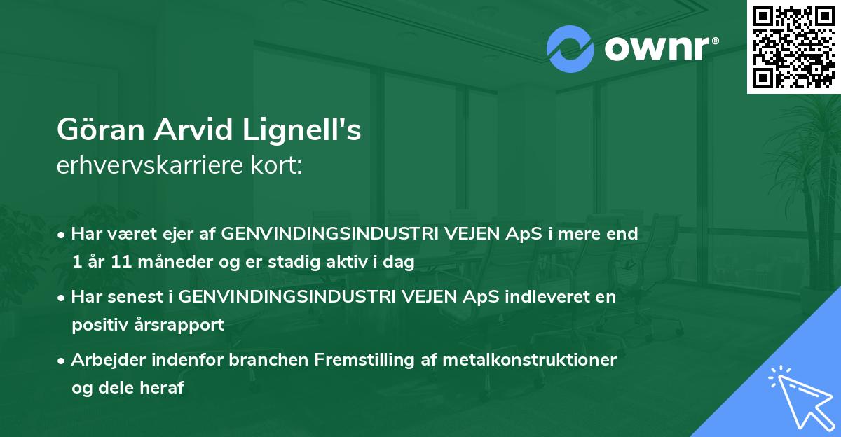 Göran Arvid Lignell's erhvervskarriere kort