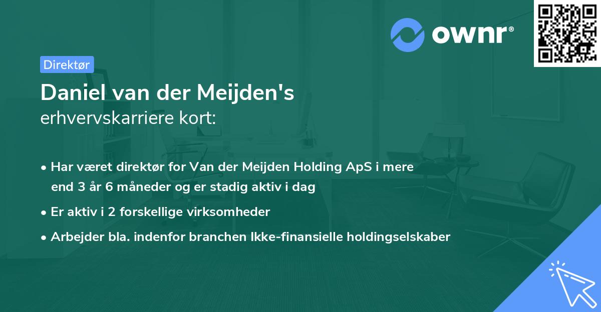 Daniel van der Meijden's erhvervskarriere kort