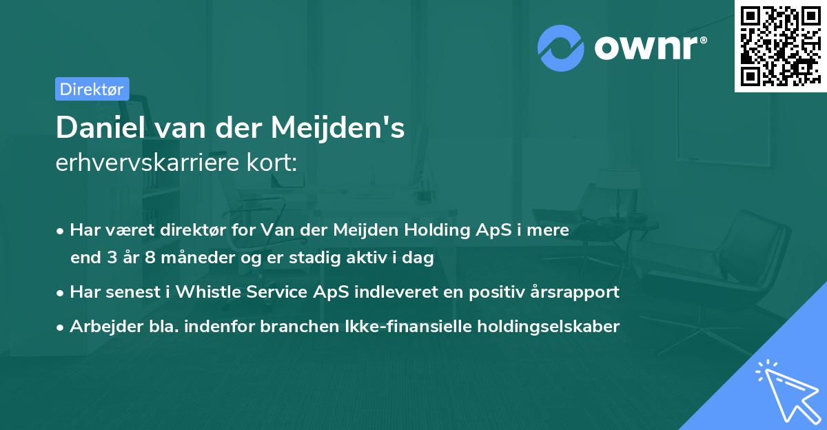 Daniel van der Meijden's erhvervskarriere kort