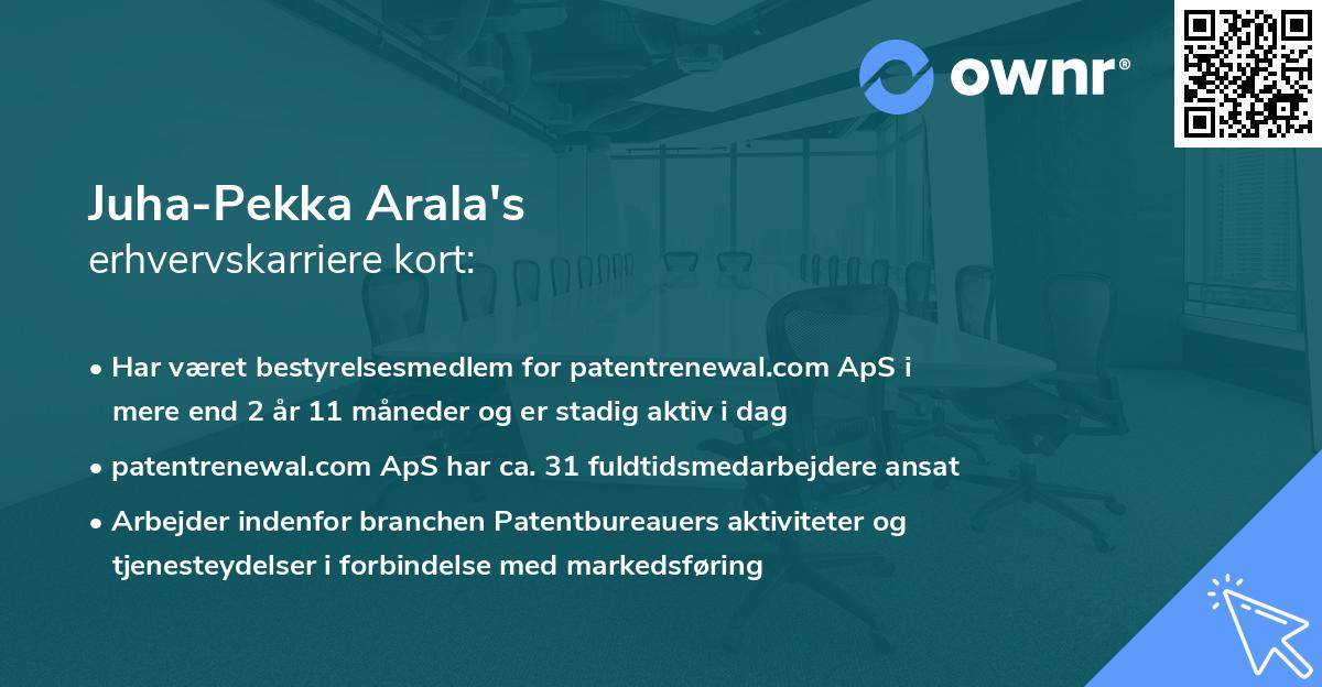 Juha-Pekka Arala's erhvervskarriere kort