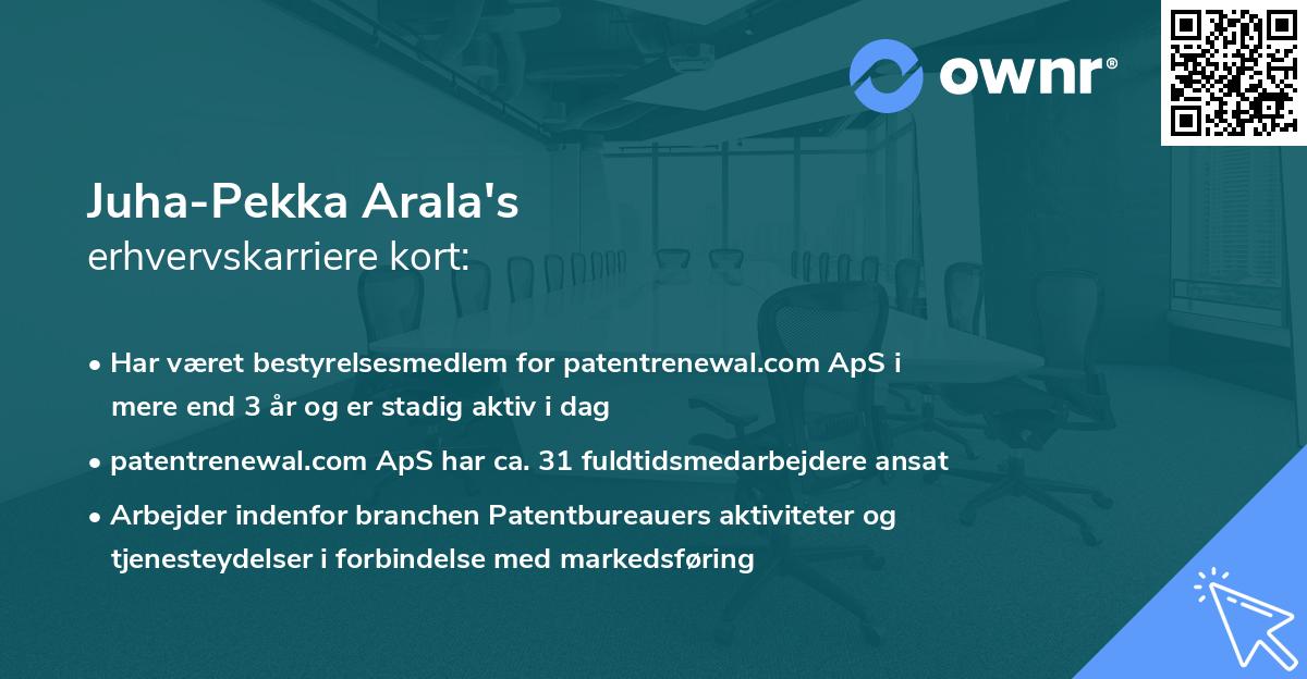 Juha-Pekka Arala's erhvervskarriere kort