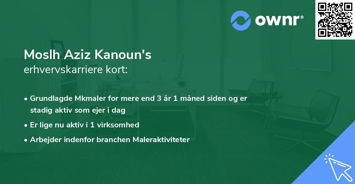 Moslh Aziz Kanoun's erhvervskarriere kort