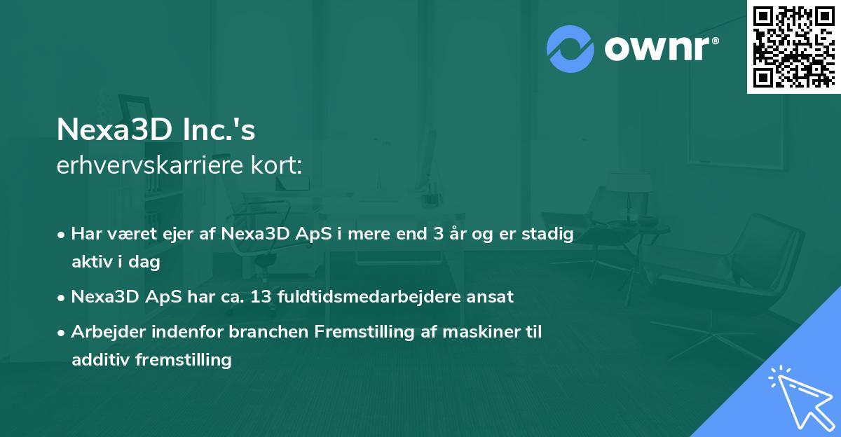 Nexa3D Inc.'s erhvervskarriere kort