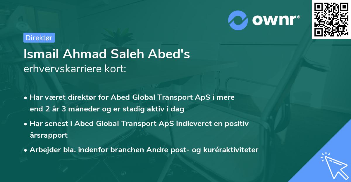 Ismail Ahmad Saleh Abed's erhvervskarriere kort