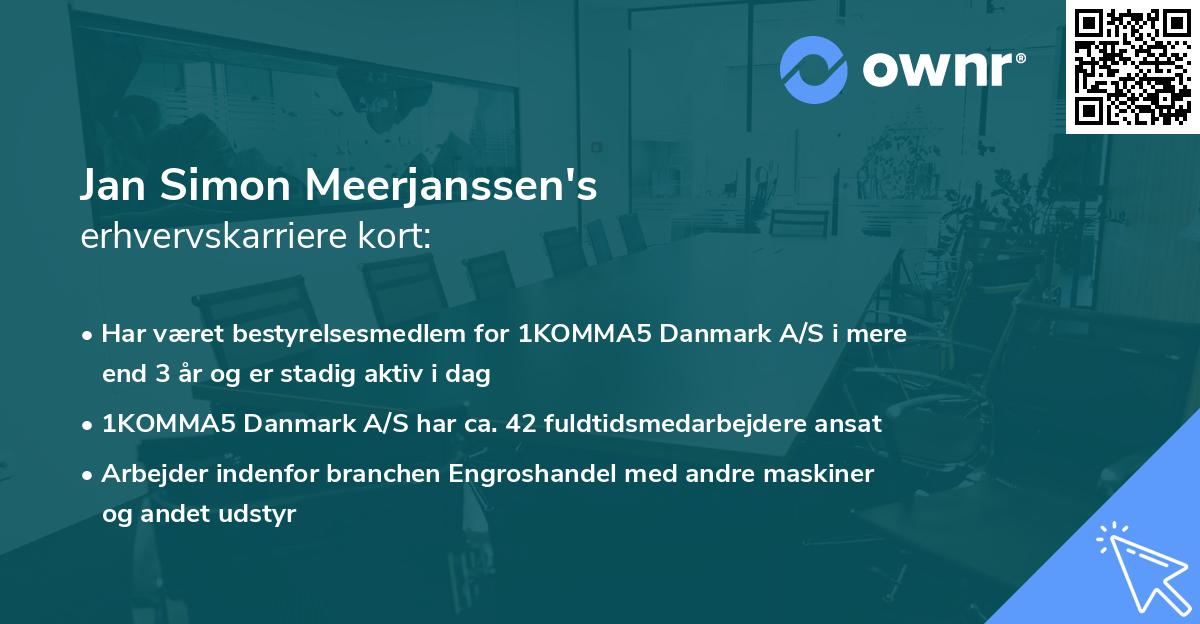 Jan Simon Meerjanssen's erhvervskarriere kort