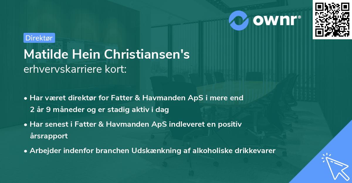 Matilde Hein Christiansen's erhvervskarriere kort