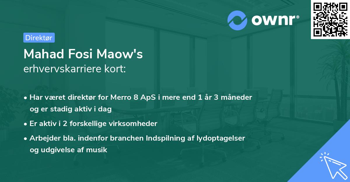 Mahad Fosi Maow's erhvervskarriere kort