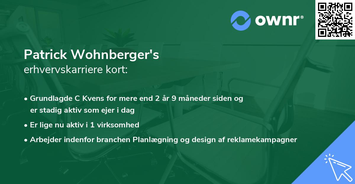 Patrick Wohnberger's erhvervskarriere kort