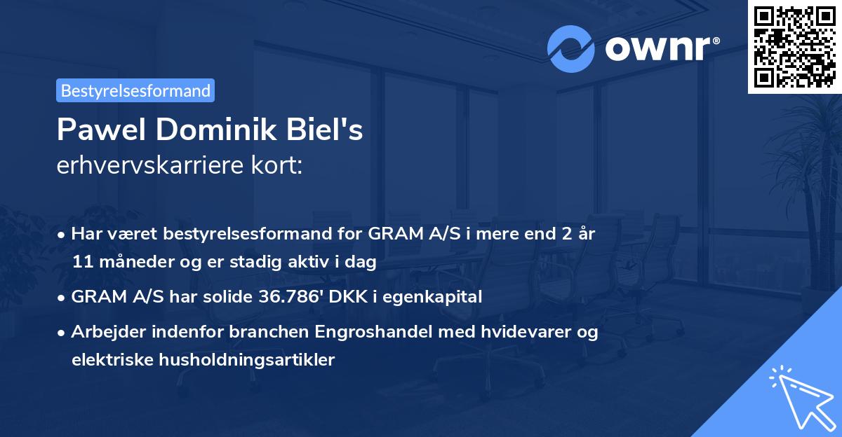 Pawel Dominik Biel's erhvervskarriere kort