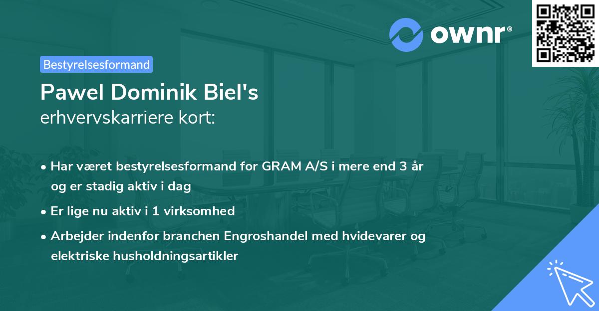 Pawel Dominik Biel's erhvervskarriere kort