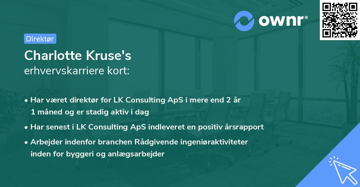 Charlotte Kruse's erhvervskarriere kort