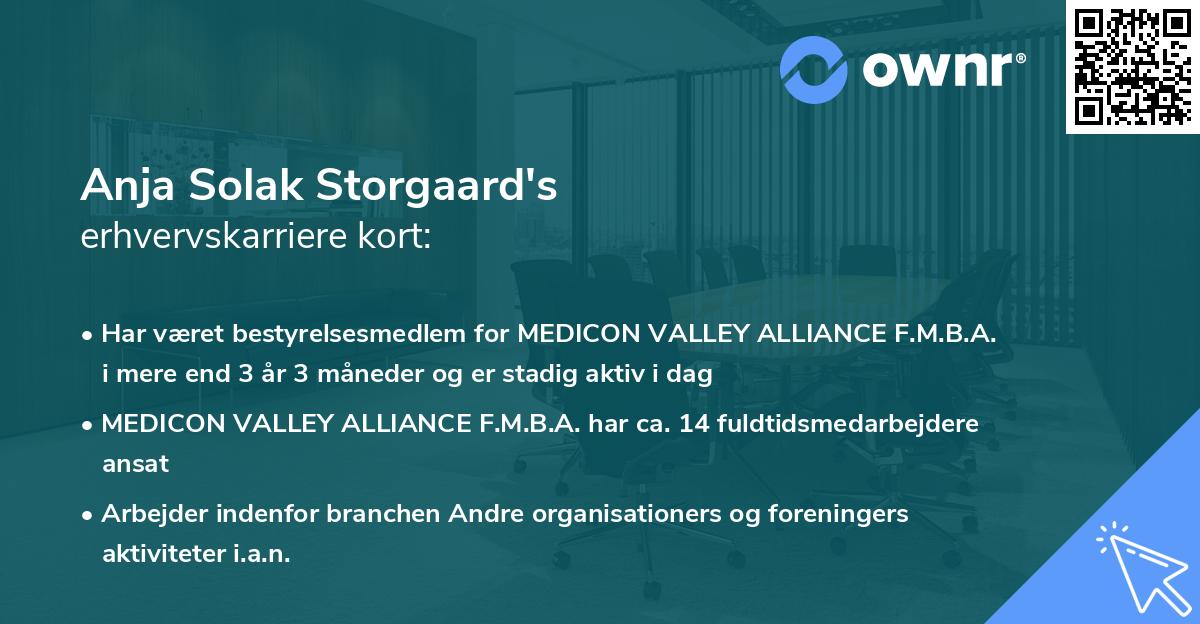 Anja Solak Storgaard's erhvervskarriere kort