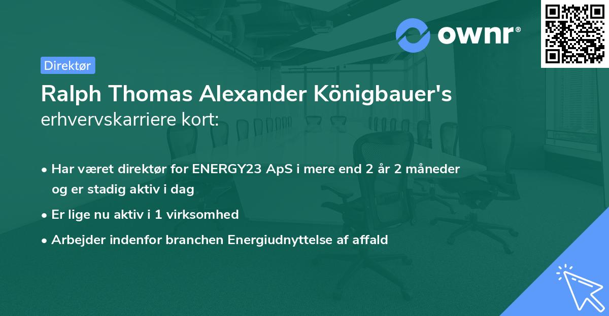 Ralph Thomas Alexander Königbauer's erhvervskarriere kort