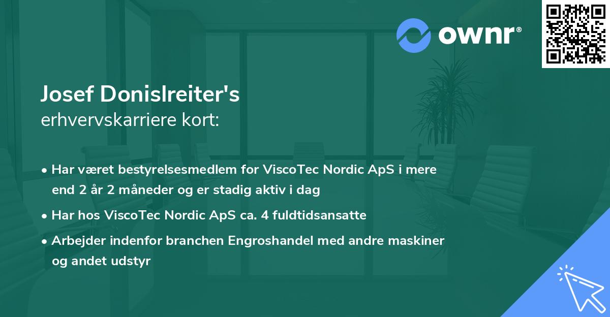 Josef Donislreiter's erhvervskarriere kort