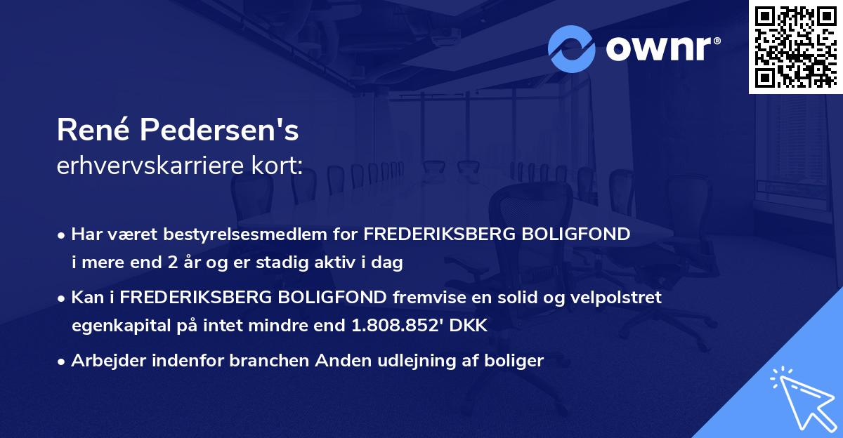 René Pedersen's erhvervskarriere kort