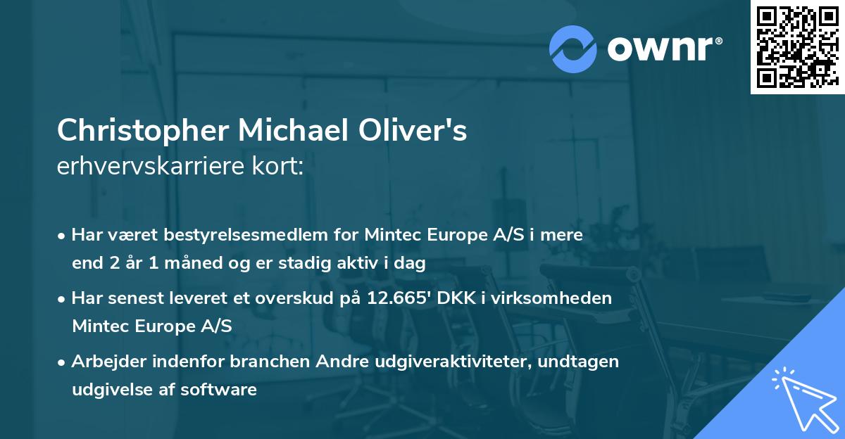Christopher Michael Oliver's erhvervskarriere kort