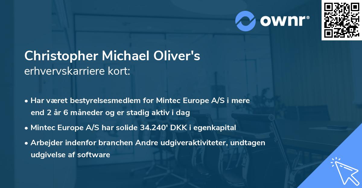 Christopher Michael Oliver's erhvervskarriere kort