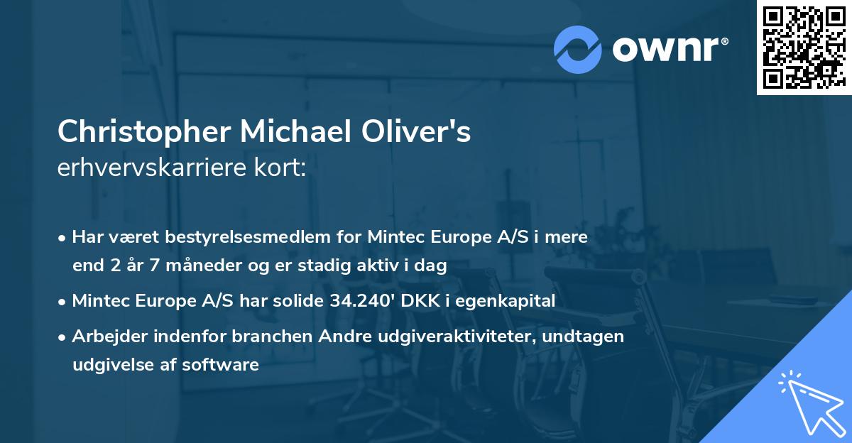 Christopher Michael Oliver's erhvervskarriere kort