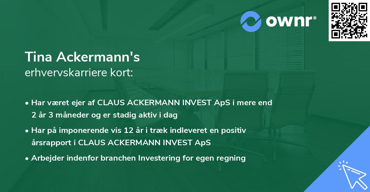 Tina Ackermann's erhvervskarriere kort