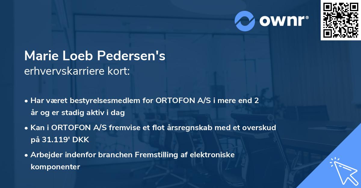Marie Loeb Pedersen's erhvervskarriere kort