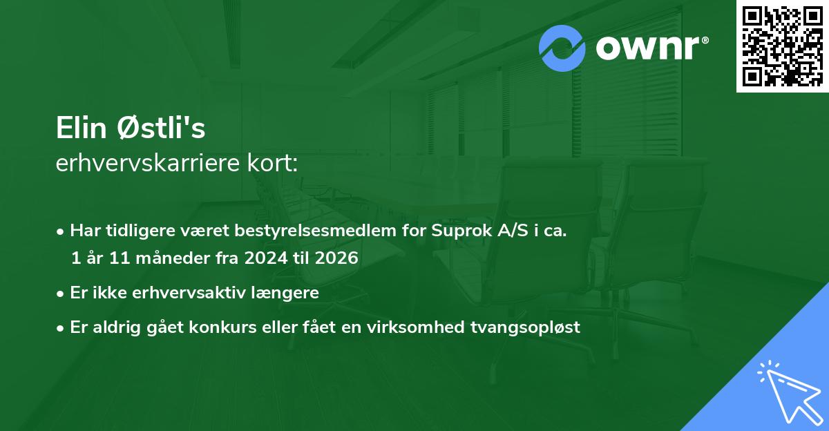 Elin Østli's erhvervskarriere kort