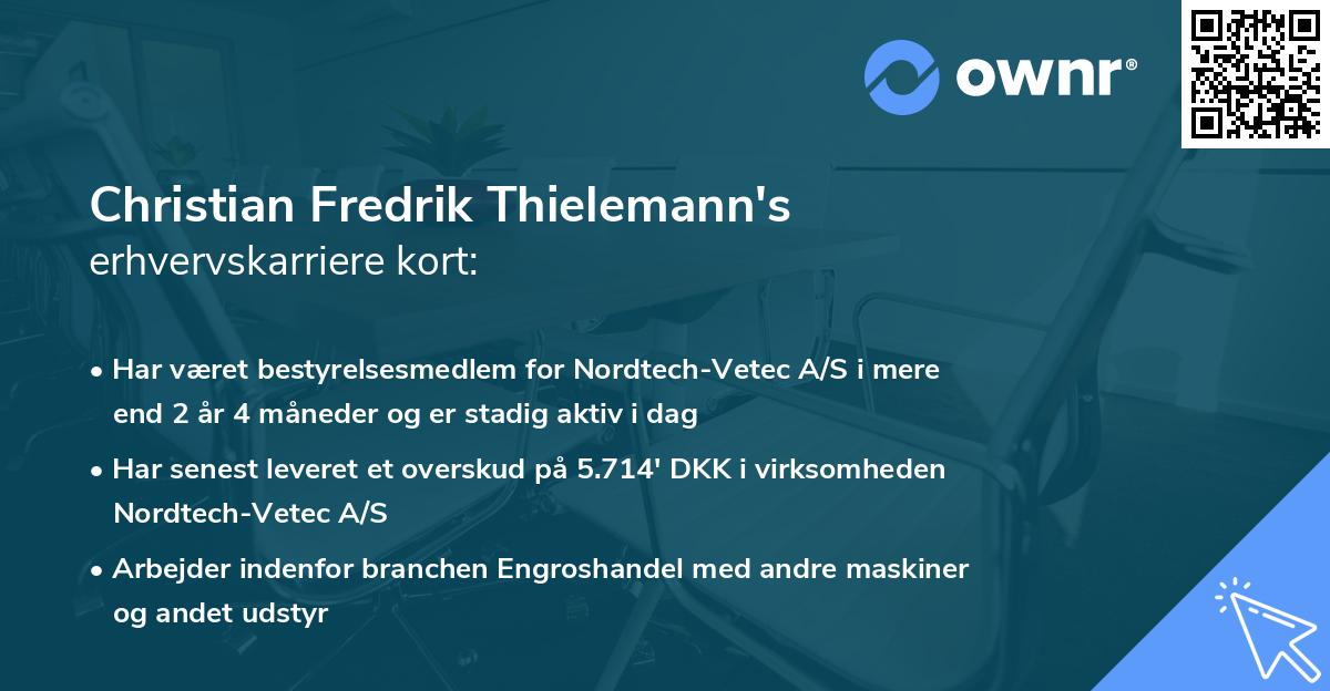Christian Fredrik Thielemann's erhvervskarriere kort