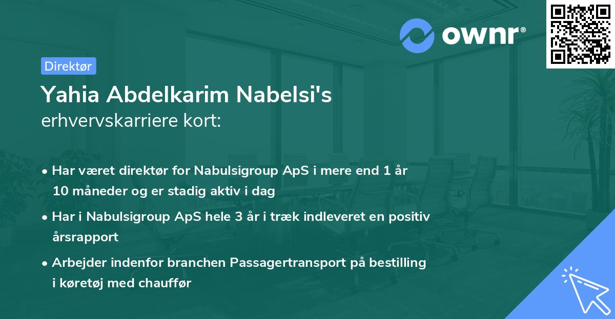 Yahia Abdelkarim Nabelsi's erhvervskarriere kort