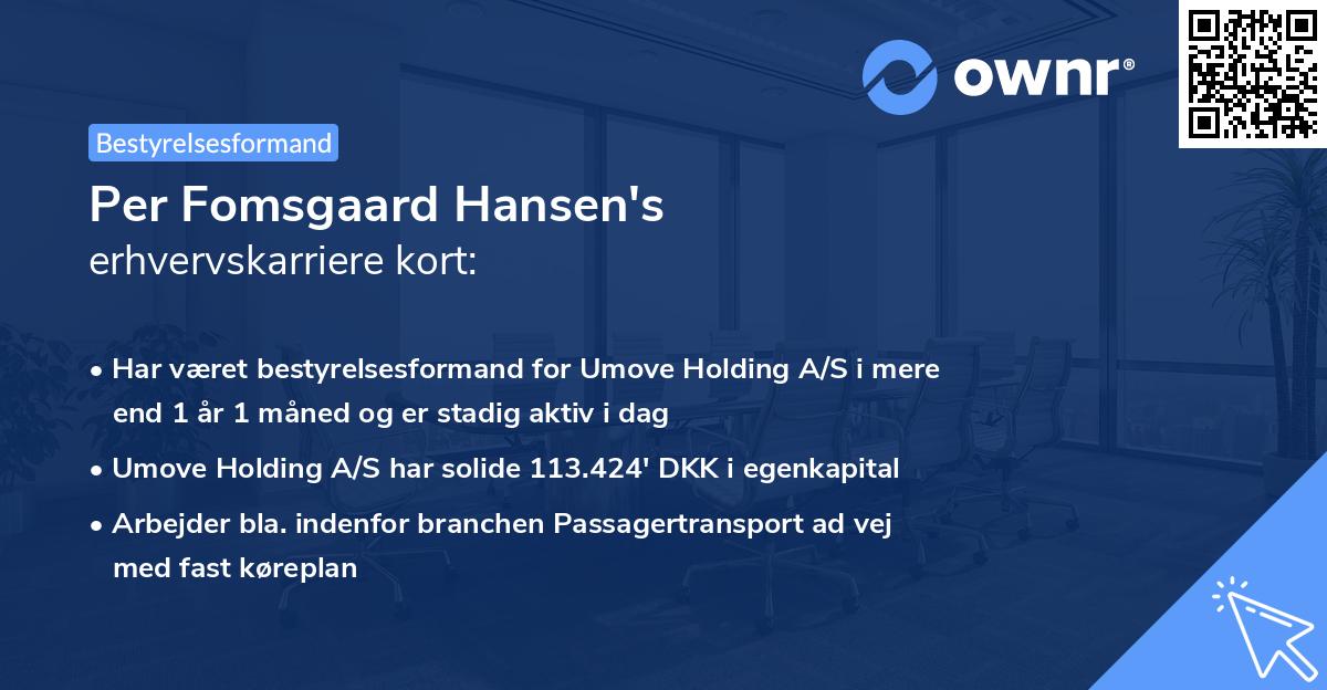Per Fomsgaard Hansen's erhvervskarriere kort