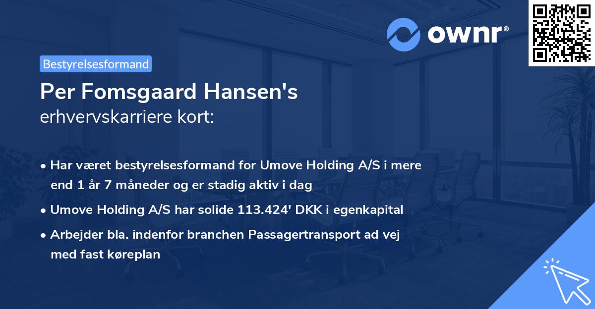 Per Fomsgaard Hansen's erhvervskarriere kort