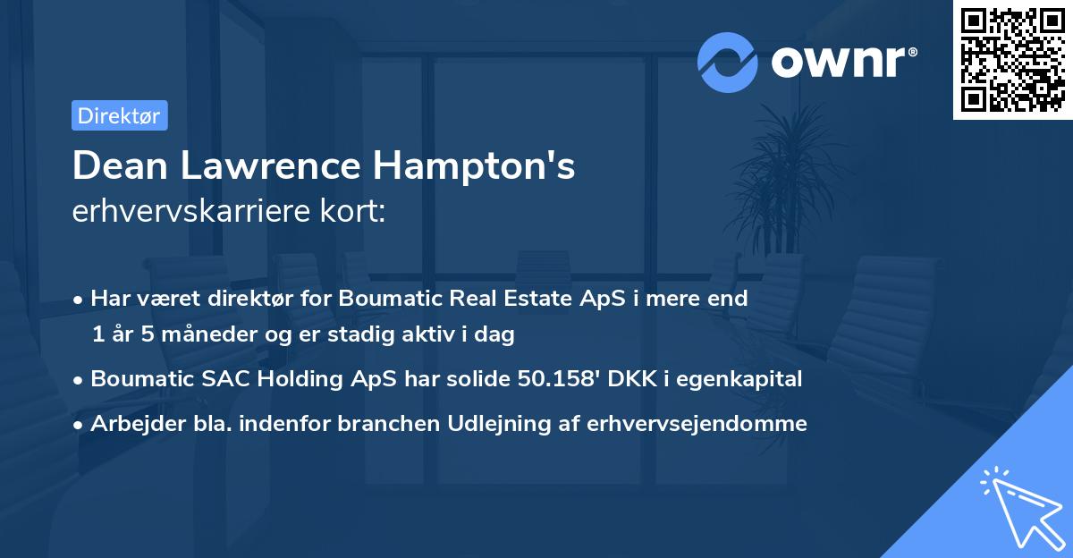 Dean Lawrence Hampton's erhvervskarriere kort