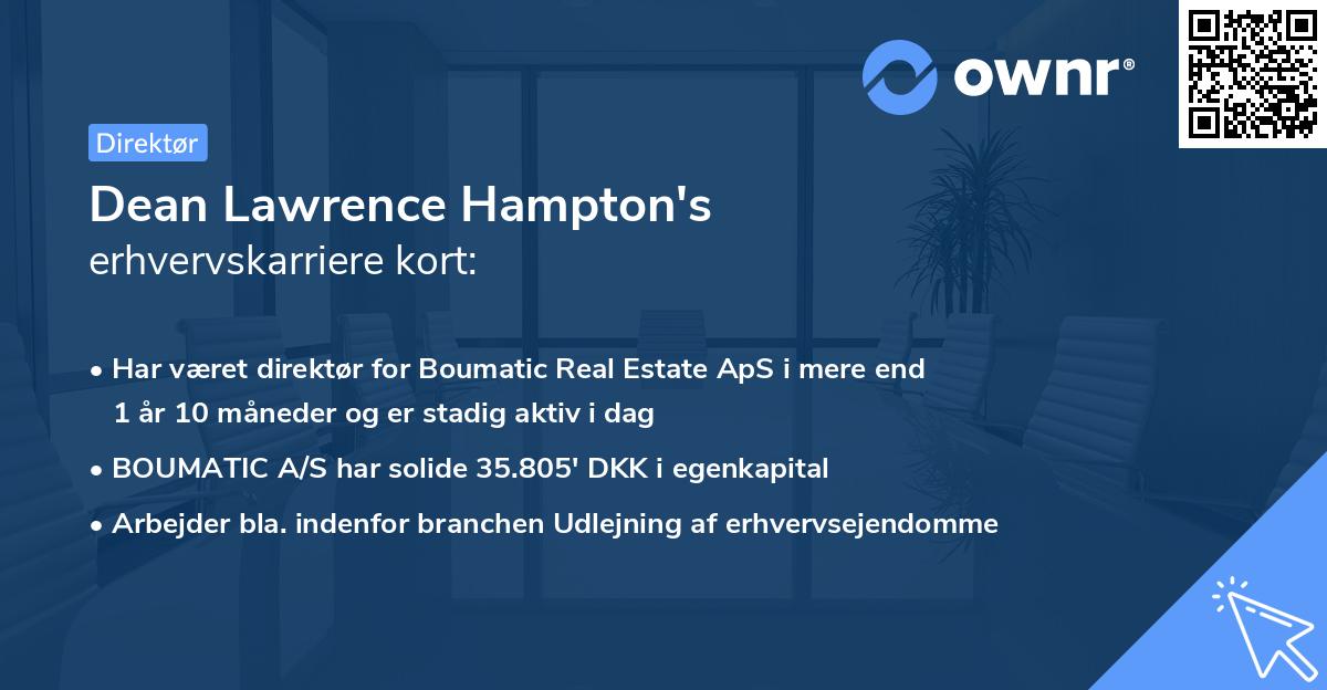 Dean Lawrence Hampton's erhvervskarriere kort