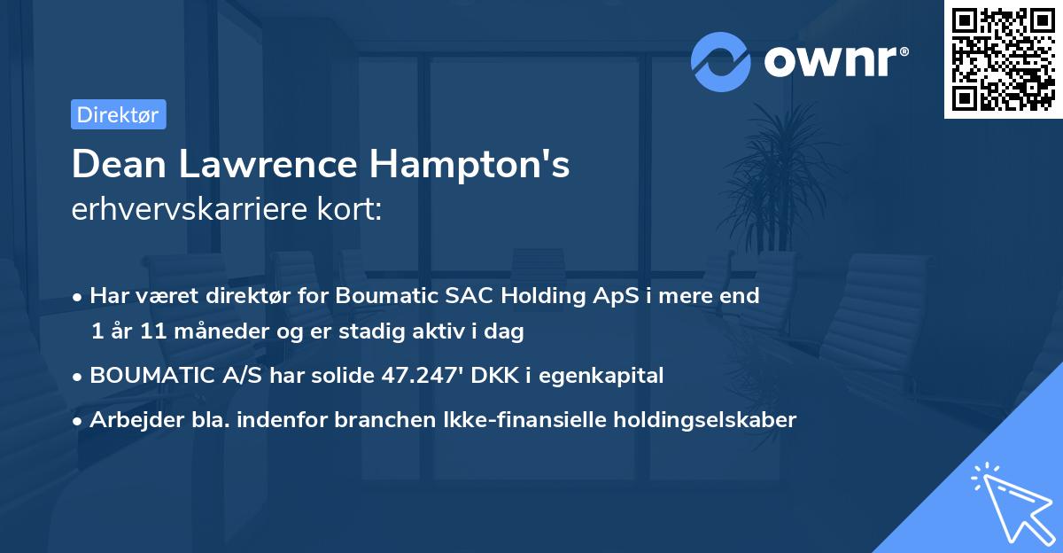 Dean Lawrence Hampton's erhvervskarriere kort