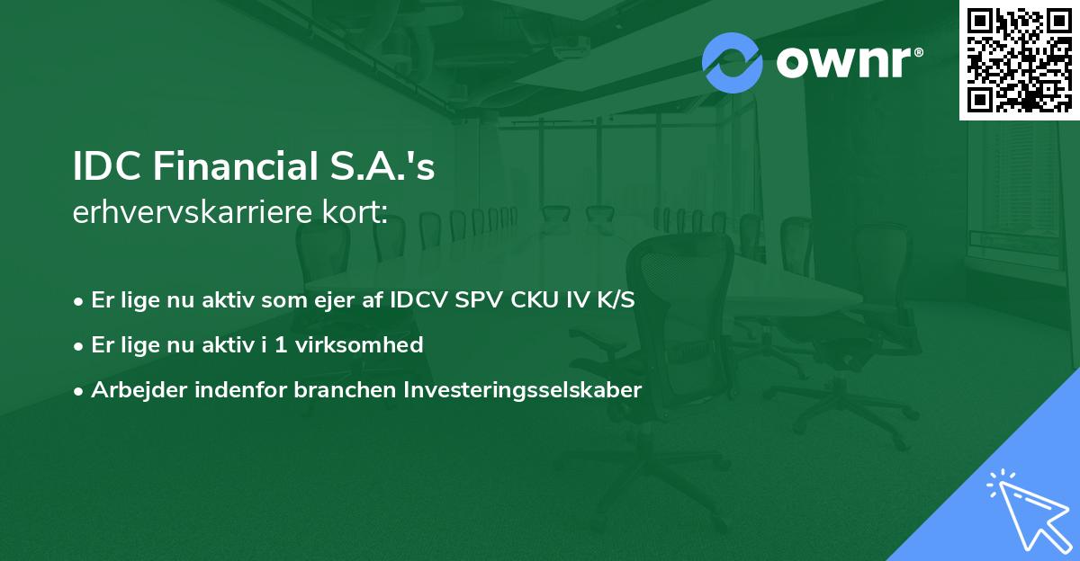 IDC Financial S.A.'s erhvervskarriere kort