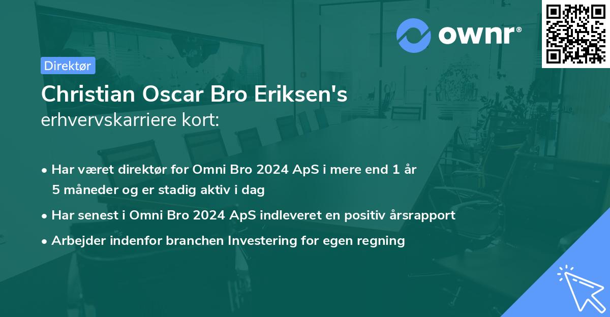 Christian Oscar Bro Eriksen's erhvervskarriere kort