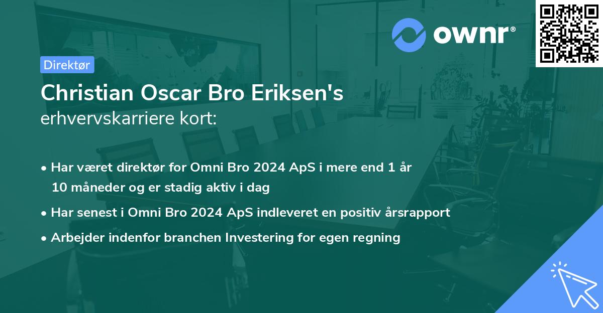 Christian Oscar Bro Eriksen's erhvervskarriere kort
