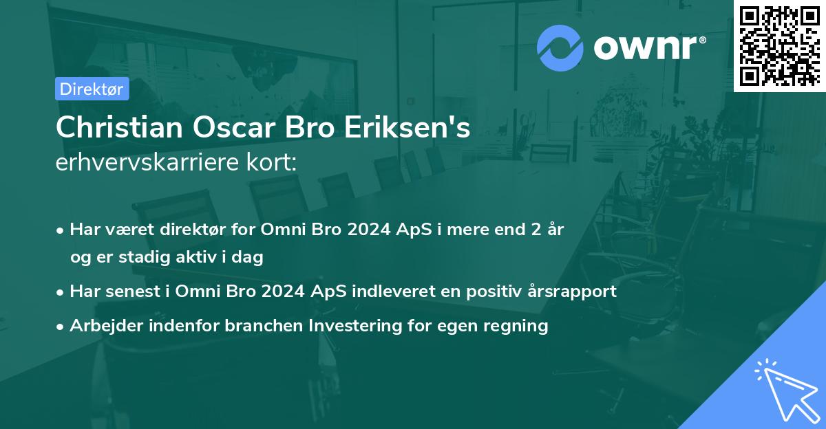 Christian Oscar Bro Eriksen's erhvervskarriere kort